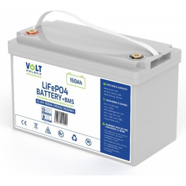 Акумулятор для ДБЖ/інвертора Volt Polska LiFePO4 12,8V 150Ah + BMS (6AKLI15012)