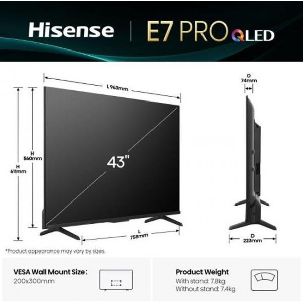 Телевізор Hisense 43E7Q