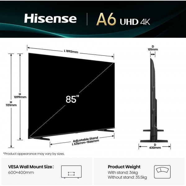Телевізор Hisense 85A6Q